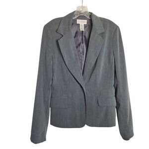JG Hook Women's Gray Blazer Long Sleeve One Button Career 12 T